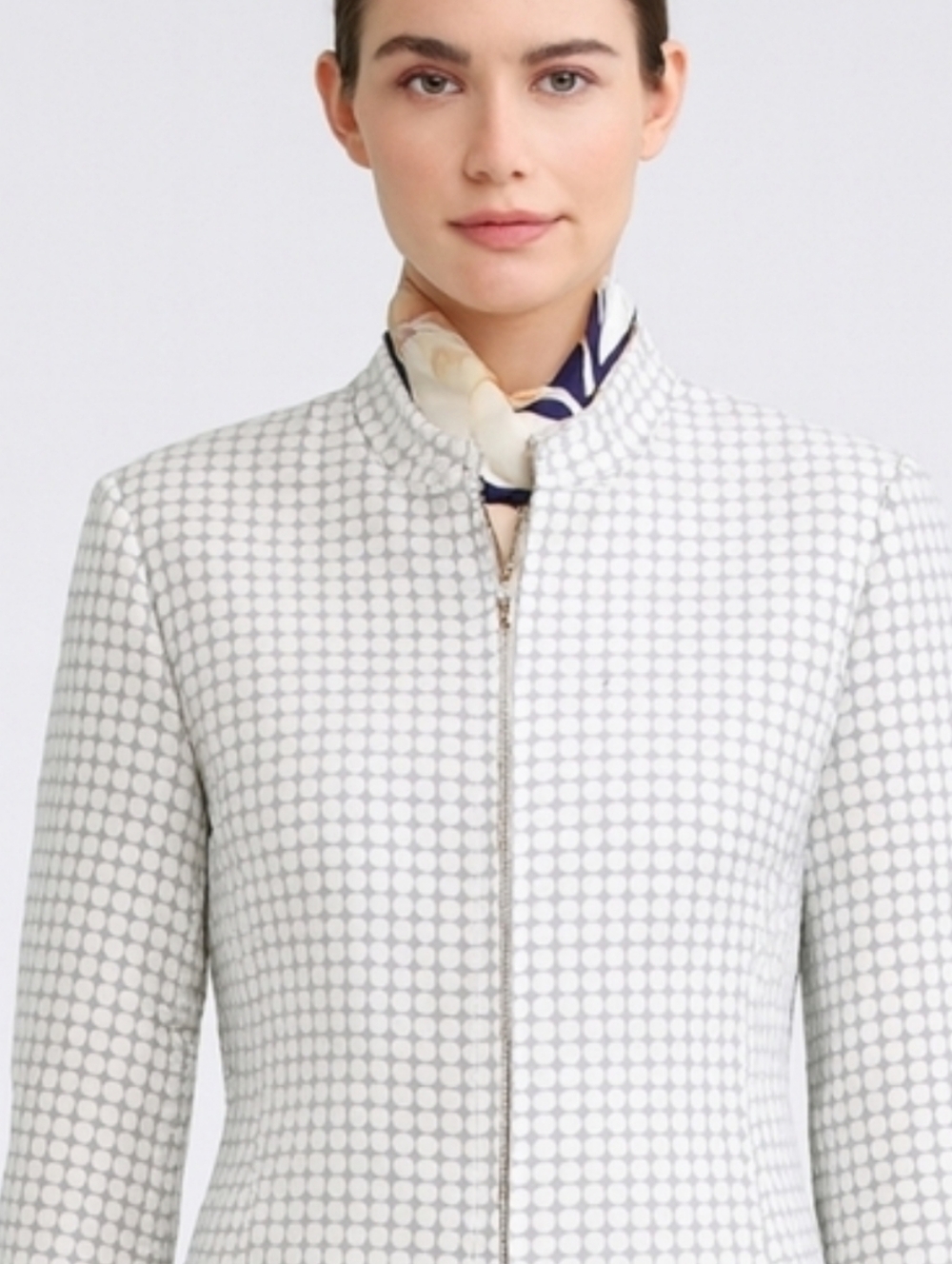 Louben | Quilted White /Gray Cropped Chic Jacket - Picture 12 of 12